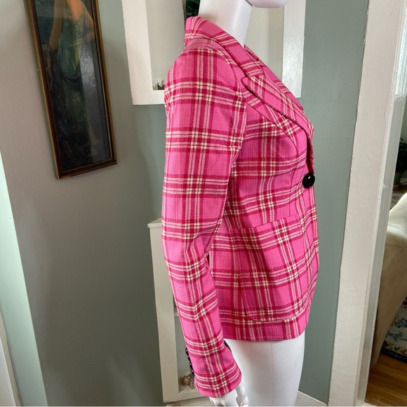 Smythe Duchess Tonal Pink Plaid Blazer Jacket XSmall XS 0 Suit - Picture 9 of 12